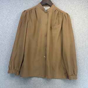 Constance Ciao Sport Women’s Blouse Bullocks Wilshire 10 Brown Polka Dot Defects